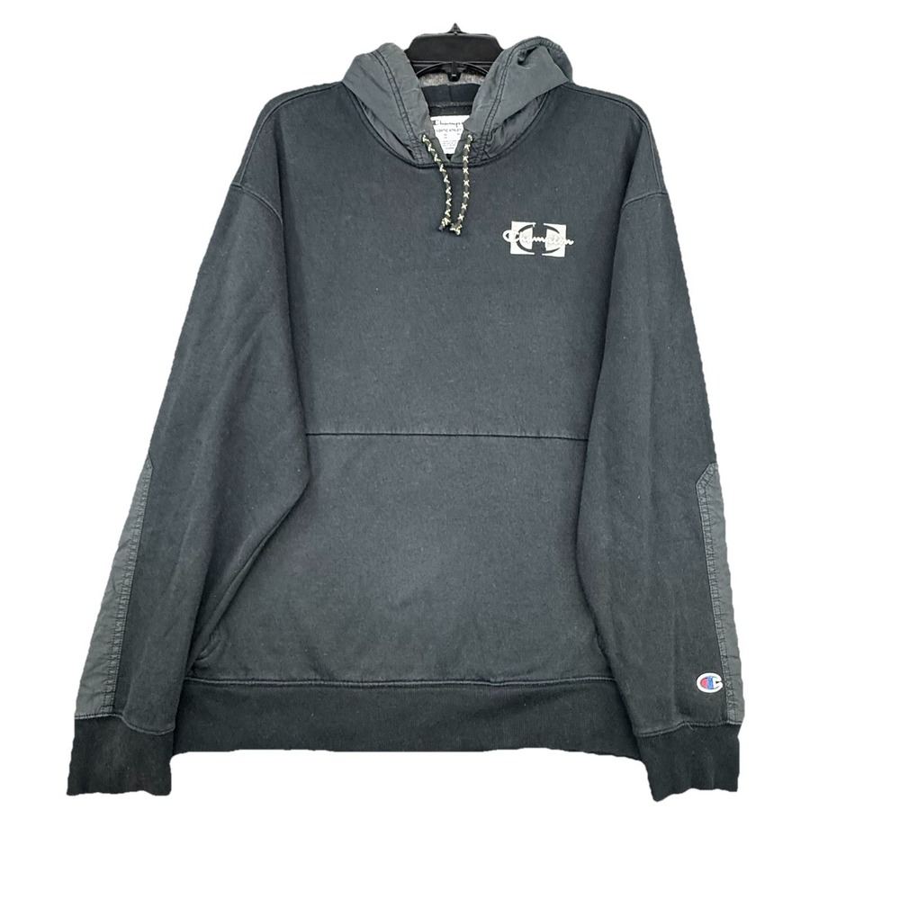 Champion Hoodie Sweatshirt Mens Large Black‎ Pullover Fleece Logo Streetwear
